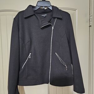 Notations Black Teddy Jacket with Asymmetric Zipper